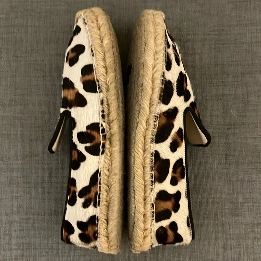 Sz 7 Elyse Walker Los Angeles White Leopard Calfhair Dee Espadrilles 37